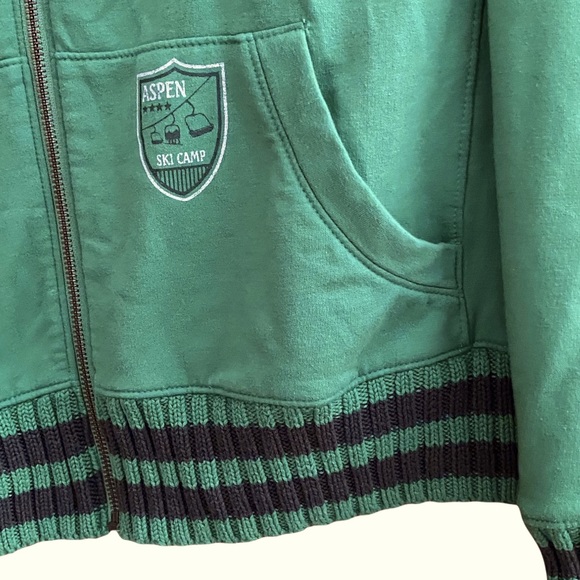 OLD NAVY Aspen Green Zip Front Varsity Sweatshirt Hoodie Size XL - Picture 3 of 5